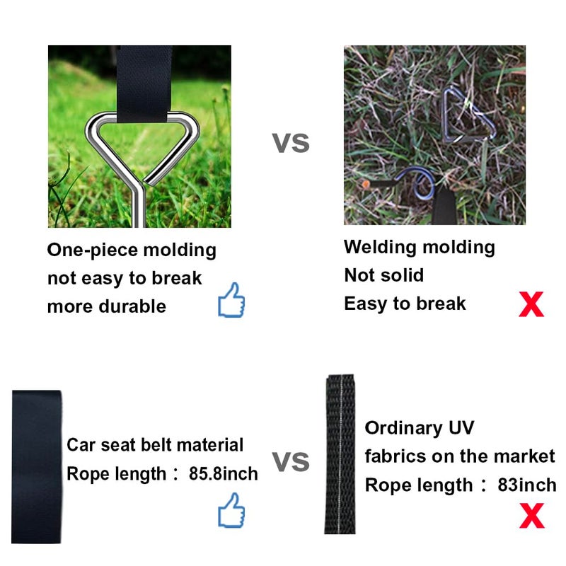 Eurmax USA Trampoline Stakes Heavy Duty Trampoline Parts Corkscrew Shape Steel Stakes Anchor Kit with T Hook for Trampolines -Set of 4 Bonus 4 Strong Belt,Silver - Image 2